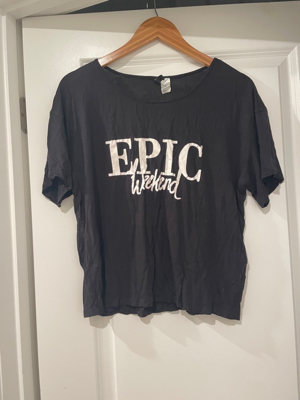 H&M Epic Weekend Black Graphic Tee - Women large